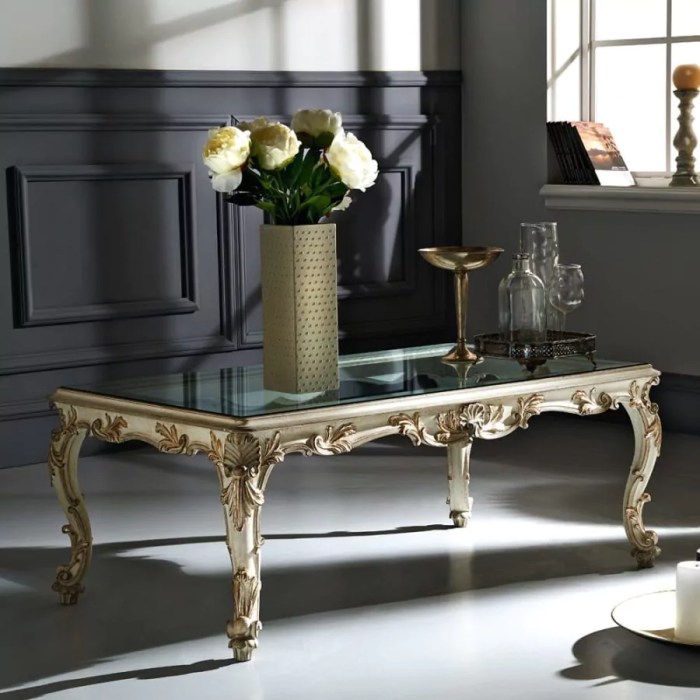 Italian coffee table furniture with tempered glass