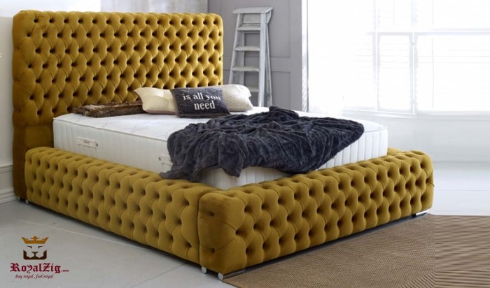 Luxury headboard furniture with velvet tufted finish
