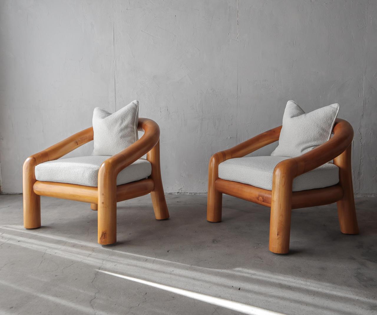Pair of Oversized Sculptural Solid Maple Lounge Chairs For Sale at 1stDibs