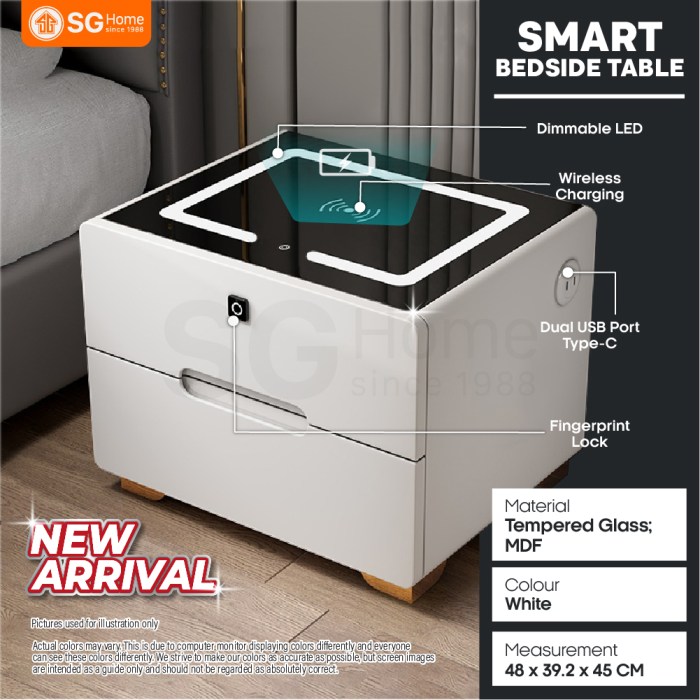 Nightstand with Charging Station, End Table Brown Side Table with USB ... High-end bedside table furniture with USB port