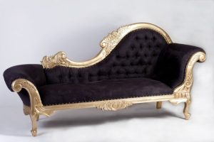 Designer chaise lounge furniture with golden frame