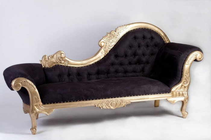 Designer chaise lounge furniture with golden frame