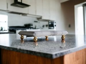 Handcrafted ottoman furniture with marble top tray