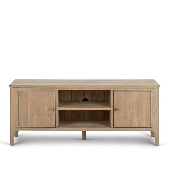 Solid oak TV unit furniture with drawers